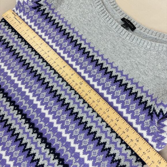Talbots Size Small Zig Zag Fair Isle Sweater - Purple Grey Black Side Split Hem - Picture 8 of 12